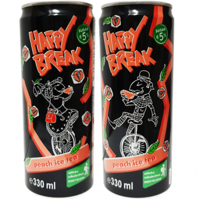 Happy Break persikų ir juodos arbatos skonio gėrimas, 330 ml