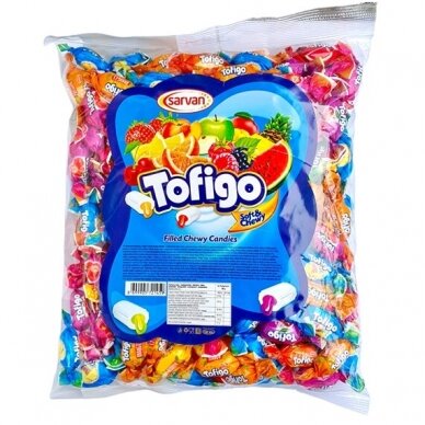 Tofigo kramtomi saldainiai su įvairių skonių įdarais, 1 kg